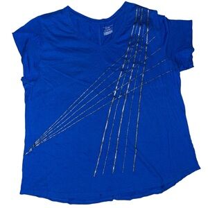 Tek Gear Dry Tek Blue & Silver Knit Shirt Sz 1X